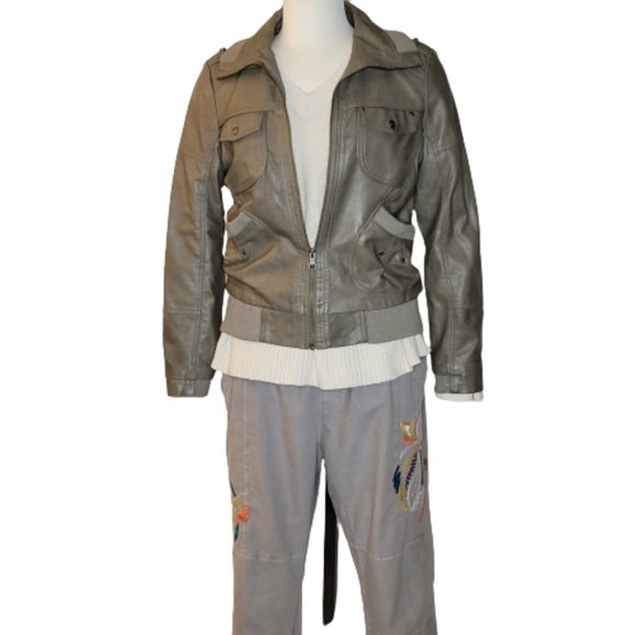 Bernardo Woman's Vegan Leather Motor Cycle/Bomber Style Jacket, Dark Tan, Size M - Picture 3 of 15